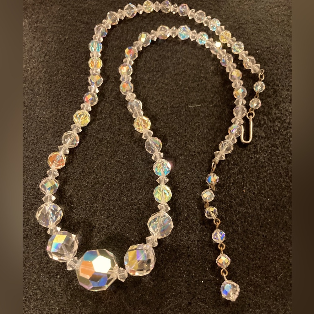 Vintage Aurora borealis crystal necklace.